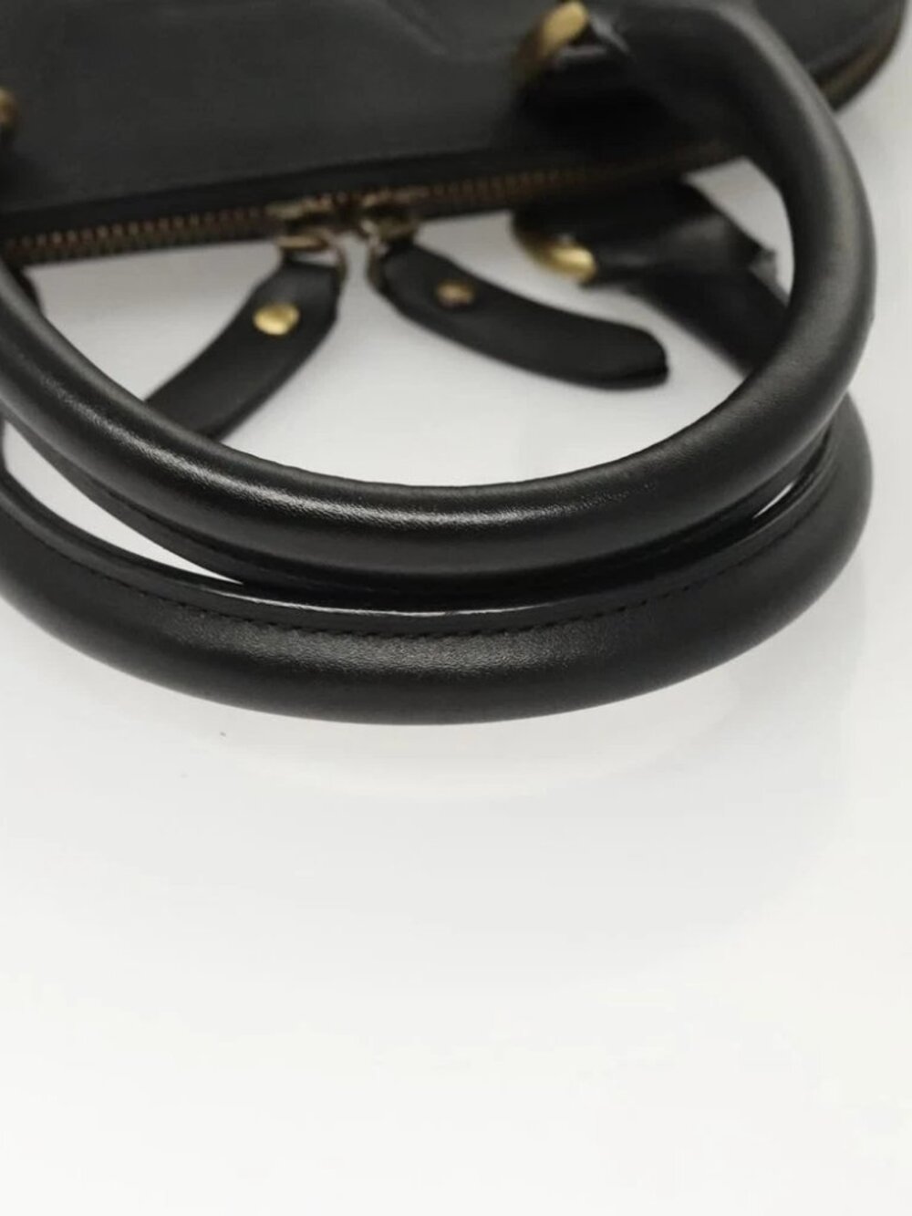 BURBERRY Hand Bag Leather Gold Black Auth - Picture 8 of 16